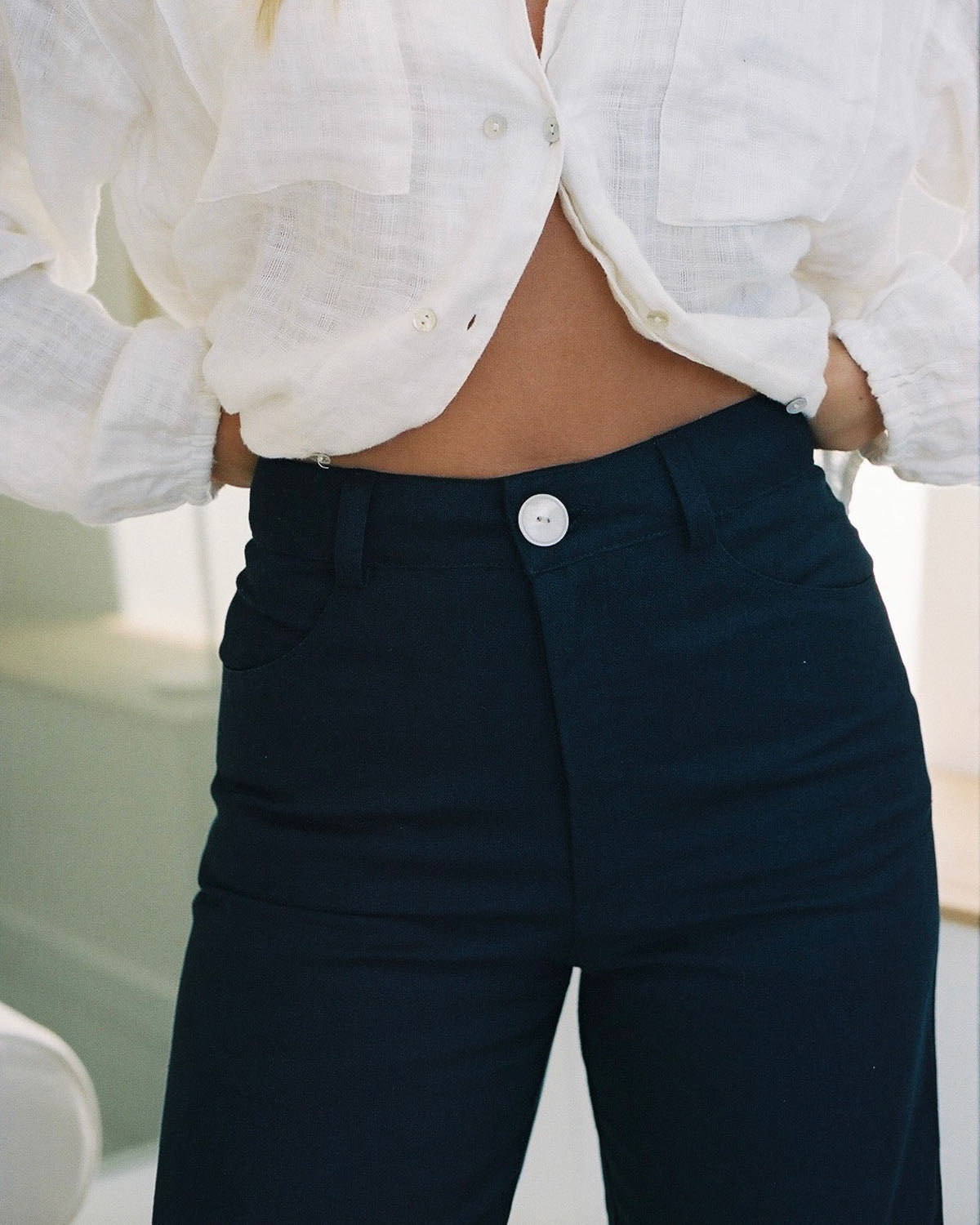 The Pierrot Pants are our modern day, eco-friendly take on the iconic sailor pant. This high rise, wide leg crop classic is made with hemp and organic cotton and is the sustainable essential of our dreams. Handmade with a hemp and organic cotton blend in Vancouver, BC.