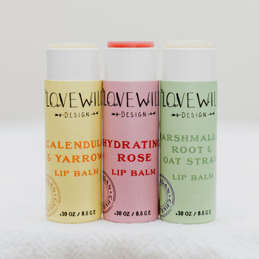 Moisturizing lip balm made with organic oils infused with calendula, plantain, and yarrow- herbs known to soothe, protect, and support healing. Unscented. 