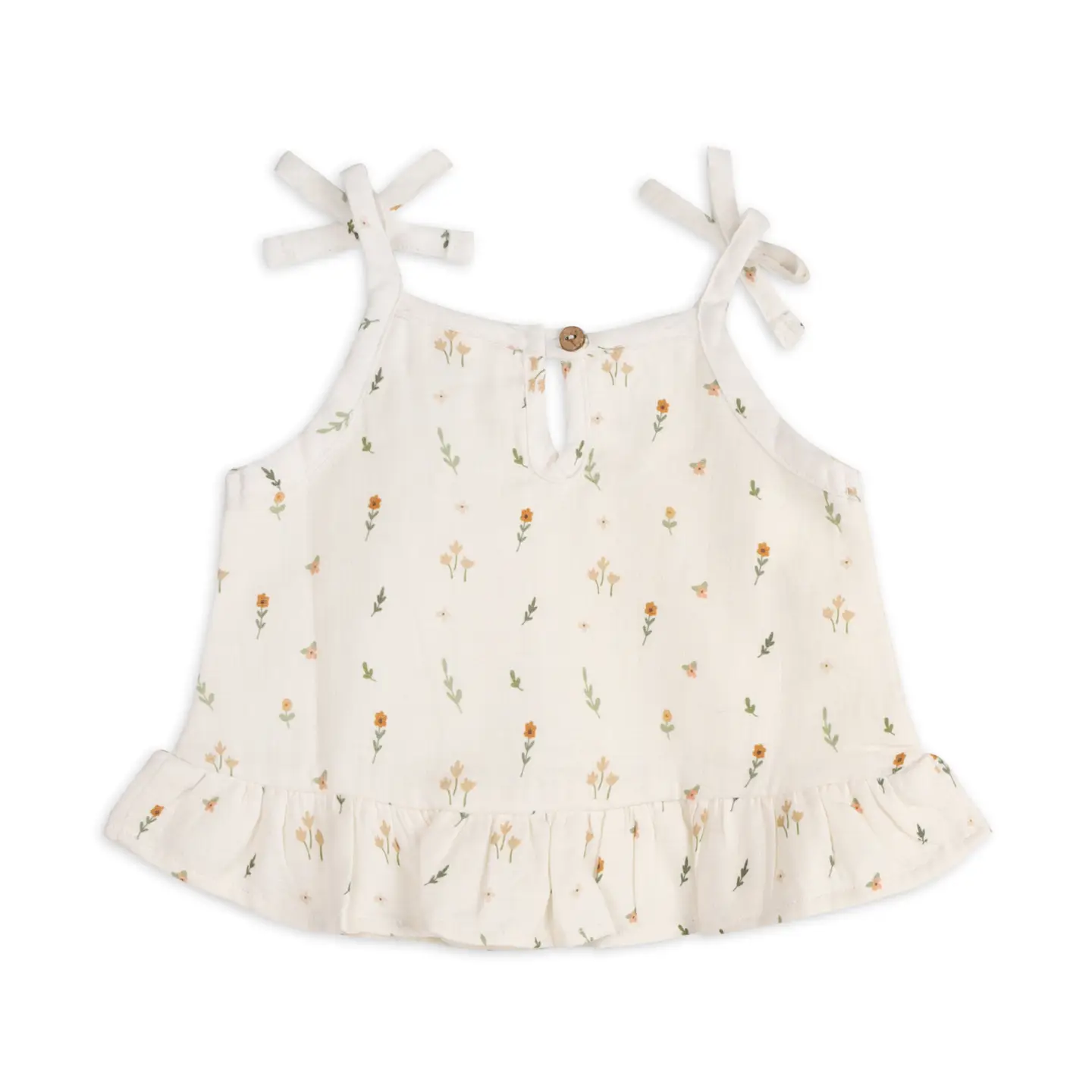 Organic muslin top and baby bloomers set for babies featuring a floral print in pastels