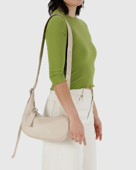 Small Recycled Leather Crescent Bag