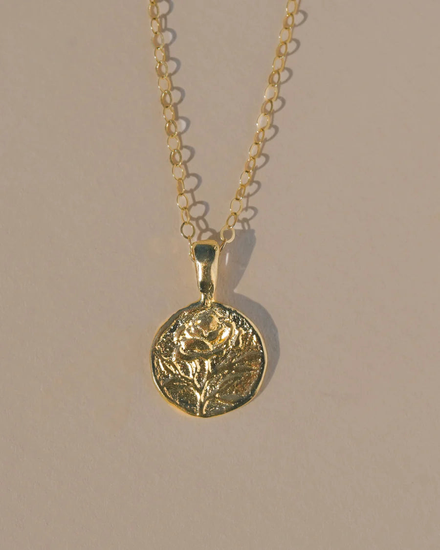 Reversible double sided coin charm necklace made using an ancient Roman coin, the Roma Necklace was designed to attract growth, fortune, and opportunity. Gold vermeil cable chain.Handmade in the Santa Cruz Mountains.