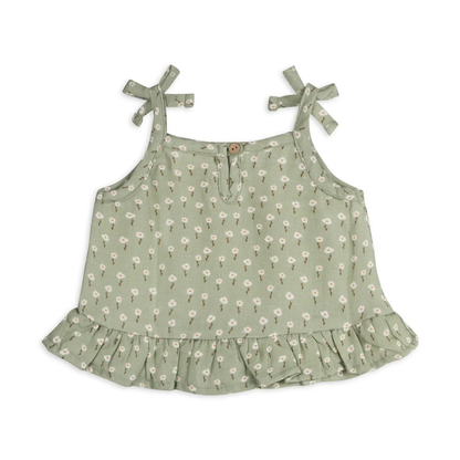 Organic muslin top and baby bloomers set for babies featuring a floral print in pastels