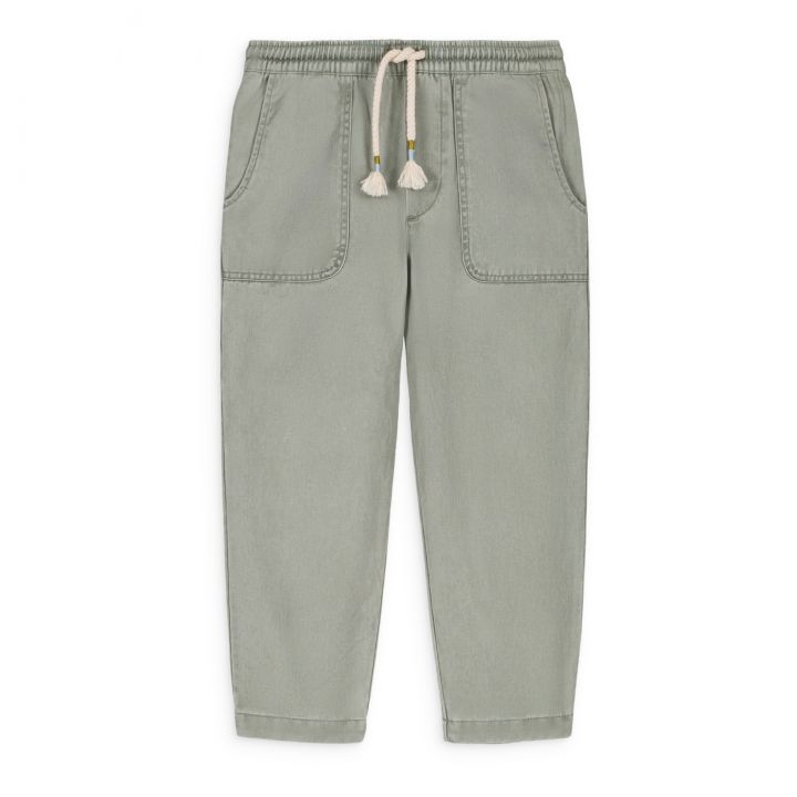 High comfort cotton canvas pants with elastic waistband. Made with 100% organic cotton.