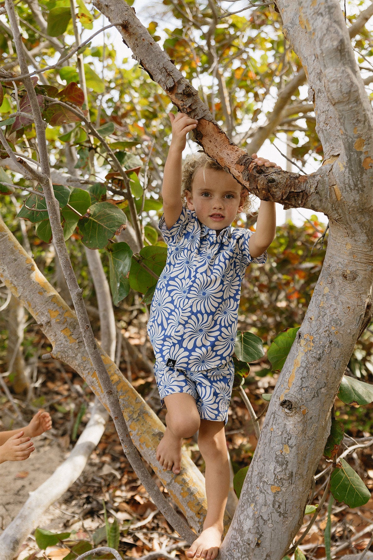 Wavy flowers eco-friendly board shorts for kids by Seaesta Surf.