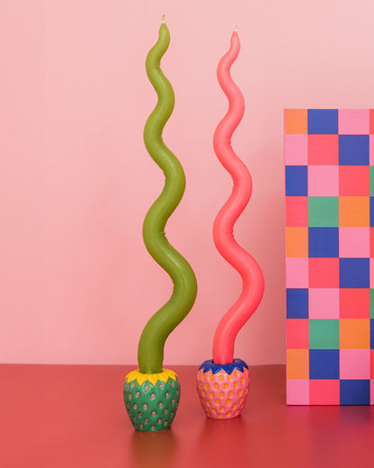 Ceramic Strawberry Candle Holder Set