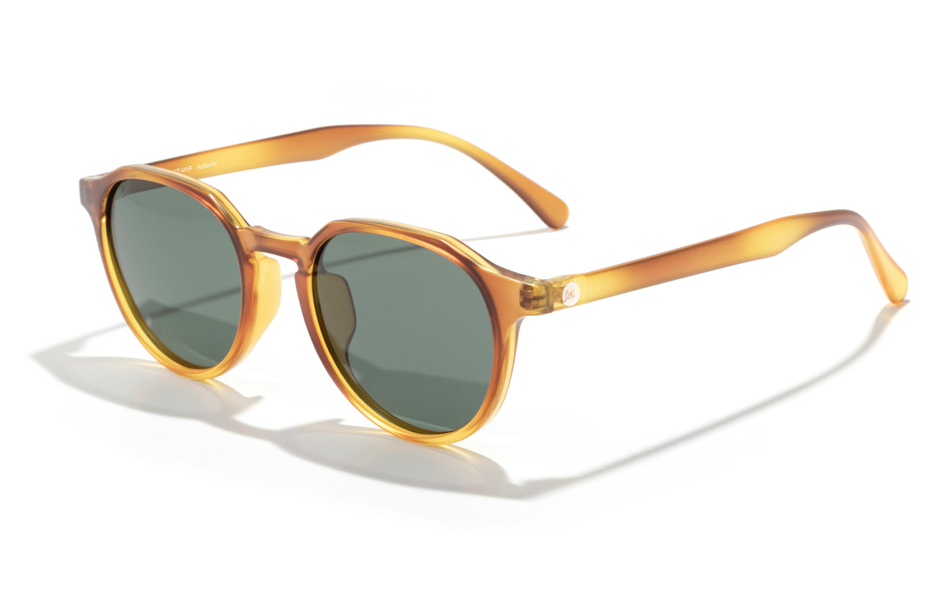Eco-friendly polarized sunglasses made from recycled plastic. The Vallarta is a unique style with smaller faces in mind. These stylish shades offer a modern twist on a classic design, with a subtle geometric top that adds a touch of edge and sophistication.
