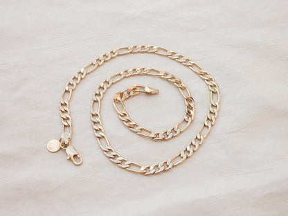 A luxurious thick and bold Figaro chain that looks great solo or layered. 20" long, gold fill. Designed and handmade in Downtown Los Angeles.
