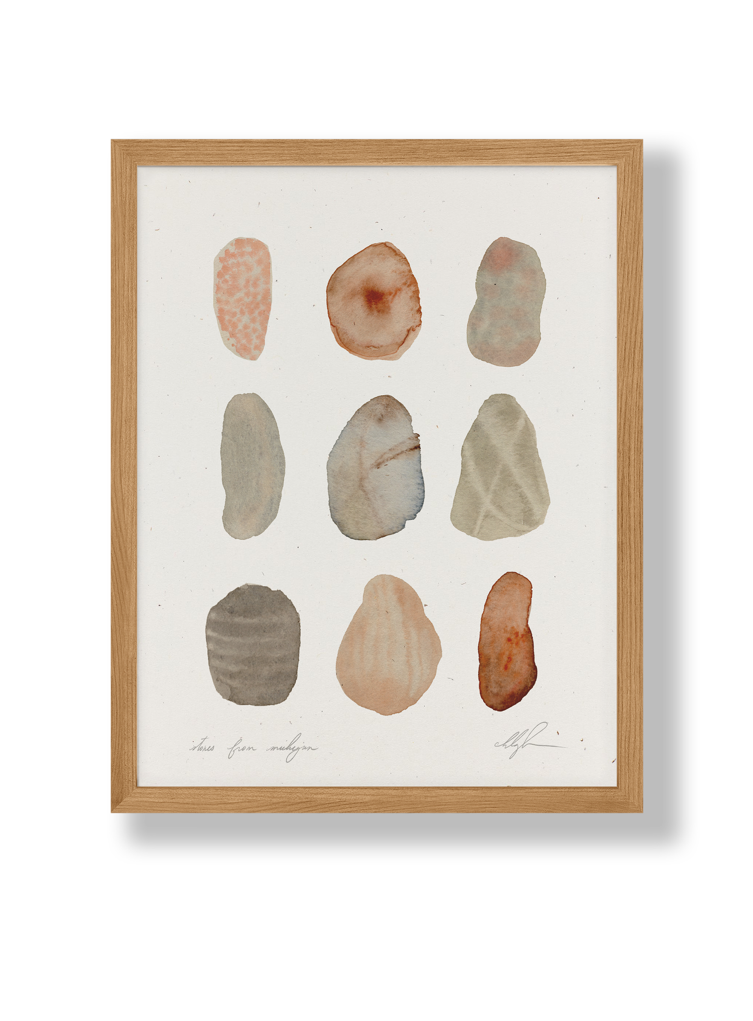 Stones From Michigan by Coco Shalom.  Prints are made with 100% recycled paper, containing 30% post consumer waste, produced with 100% green power  and 0% BS