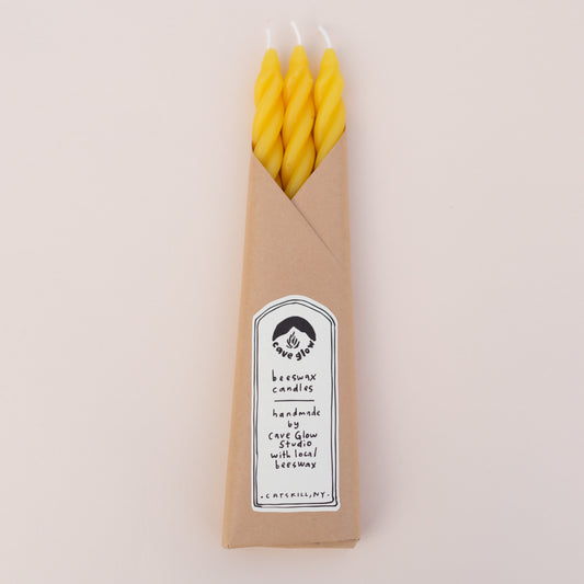 Set of three hand-crafted 9” beeswax candles. Made with pure beeswax, cotton wicks and natural dye. Comes in two color palettes: Dusk and Original