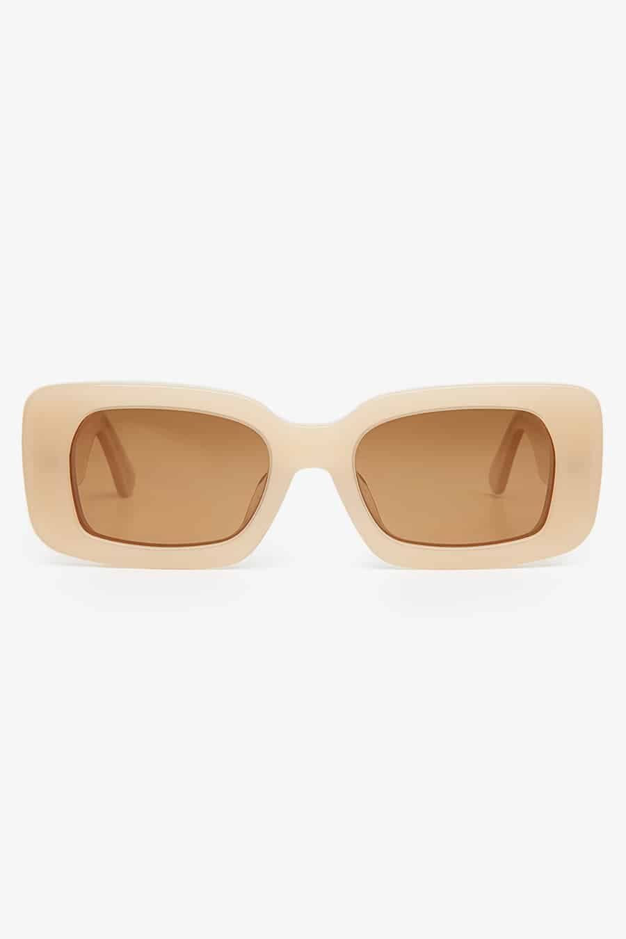 Throw on these oversized square sunnies to be the perfect statement to any outfit. 100% UV protection. Ethically made in Spain.