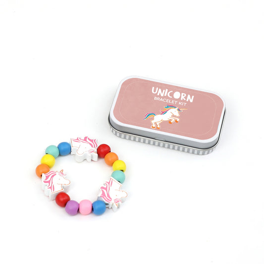 A beautiful gift tin containing elastic & beads to create a unicorn or mermaid bracelet. The elastic comes with hard ends to aid the beading process for young children. 100% plastic free.