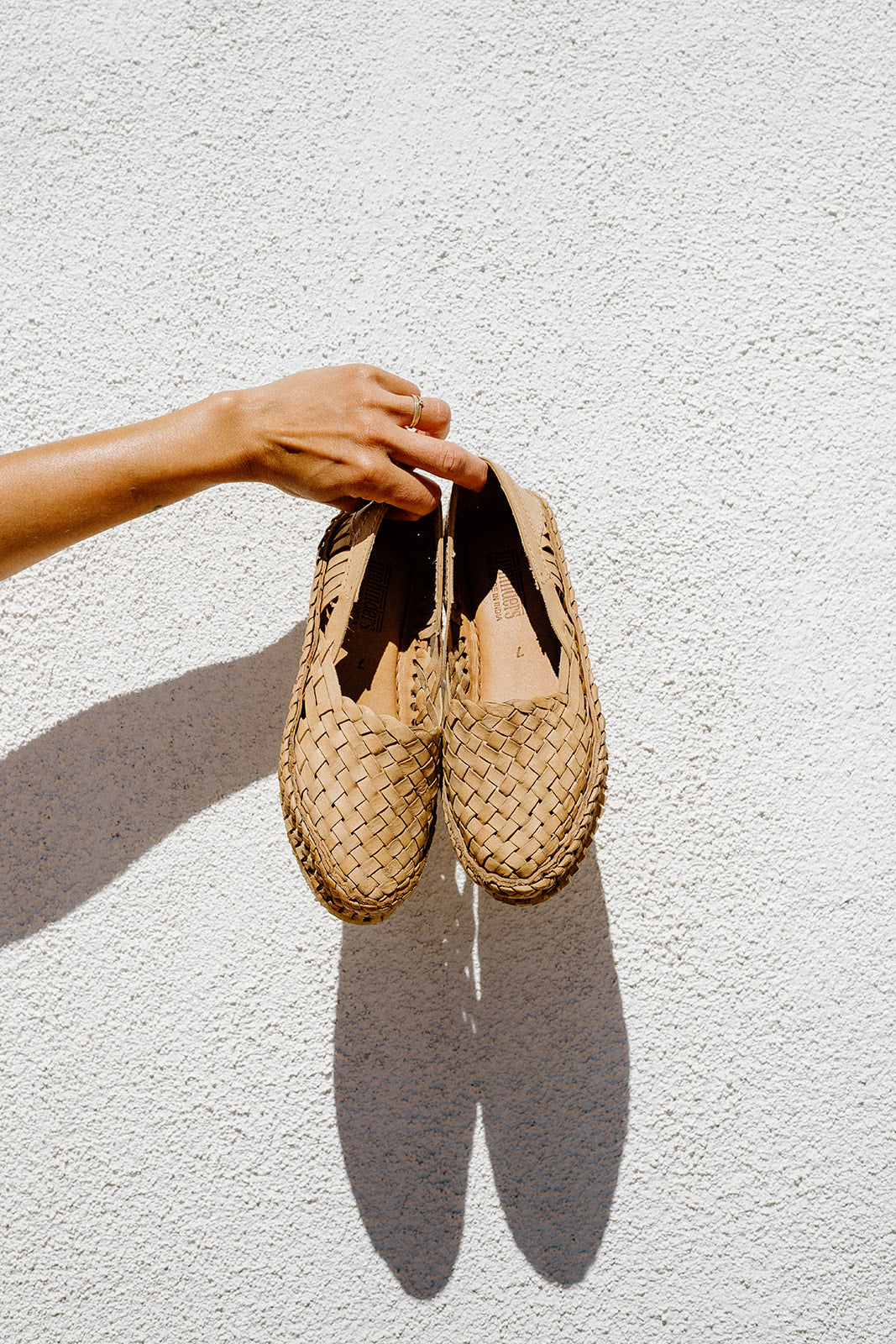 Mohinders Women's Natural Leather Woven Flats hand made by master shoe makers in India.
