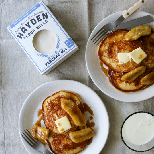 hayden flour mills white sonora pancake mix: This pancake mix features White Sonora, a sweet buttery grain that is the oldest wheat variety in North America. Minimal ingredients are used so you can really taste the grain.  Simple just add water & butter mix