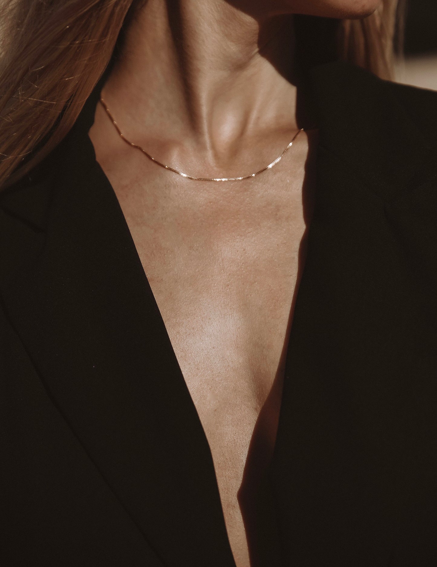 A delicate light weight classic box chain that’s light as air and catches the light just right, perfect for layering or adding a favorite pendant. Handmade in the Santa Cruz Mountains.