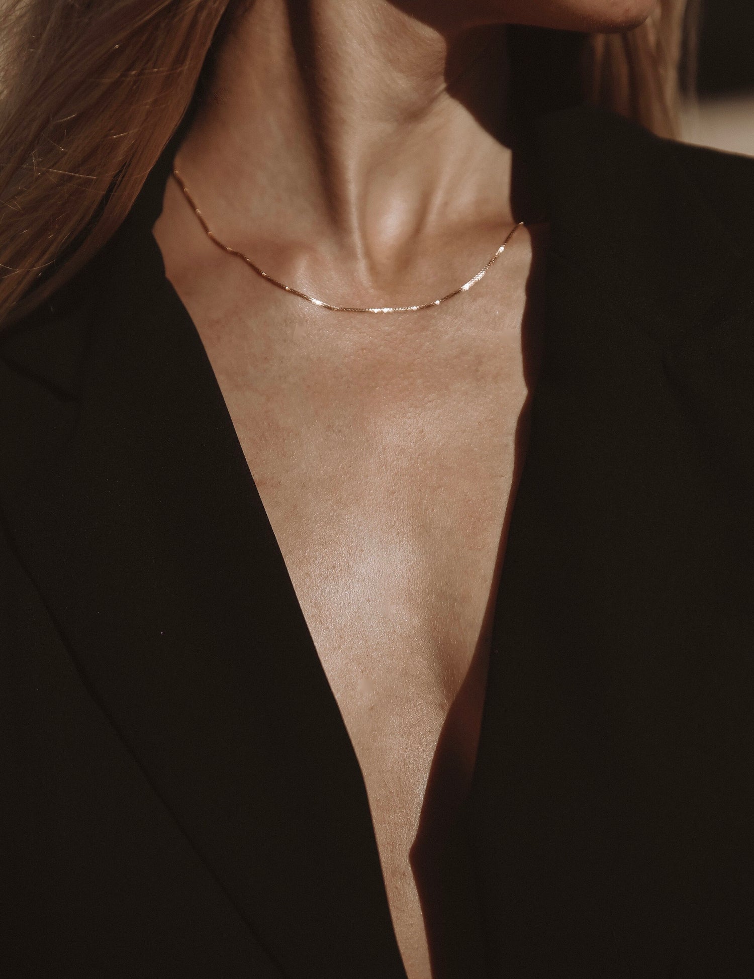 A delicate light weight classic box chain that’s light as air and catches the light just right, perfect for layering or adding a favorite pendant. Handmade in the Santa Cruz Mountains.
