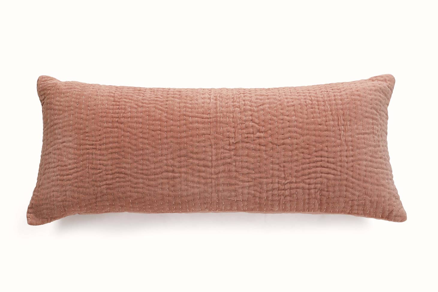 Casa Amarosa Plush Velvet Kantha Lumbar Pillow : Plush velvet meets this lumbar cushion's solid style, which is created using an ancient stitching technique, Kantha.  Ethically made in India.