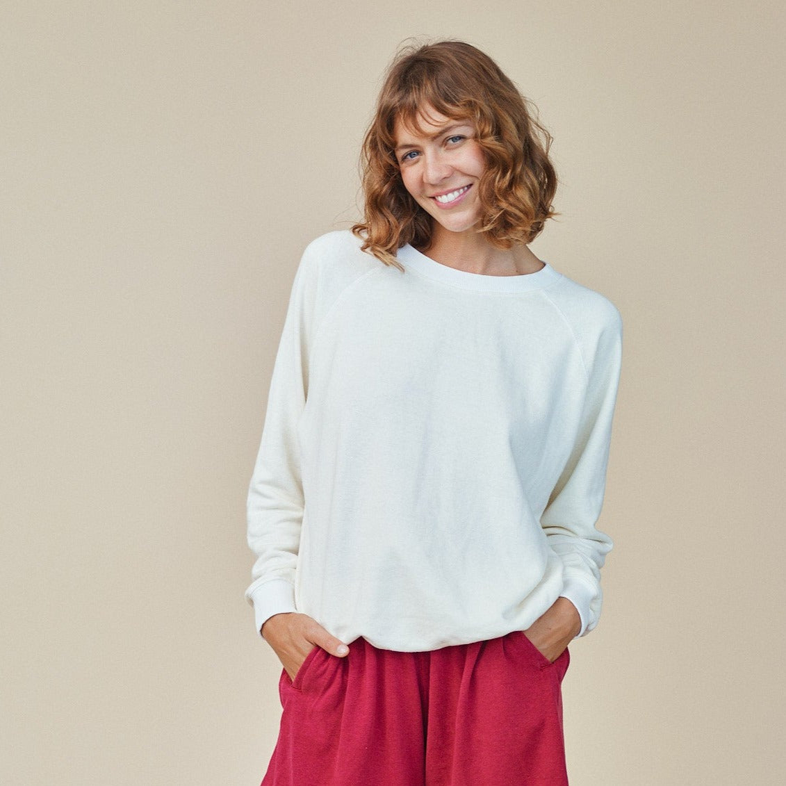 Hemp and organic cotton blend bonfire raglan by Jungmaven. Made sustainably and made to last, layer up for winter or wear to your neighborhood beach bonfire in this cozy sweatshirt.