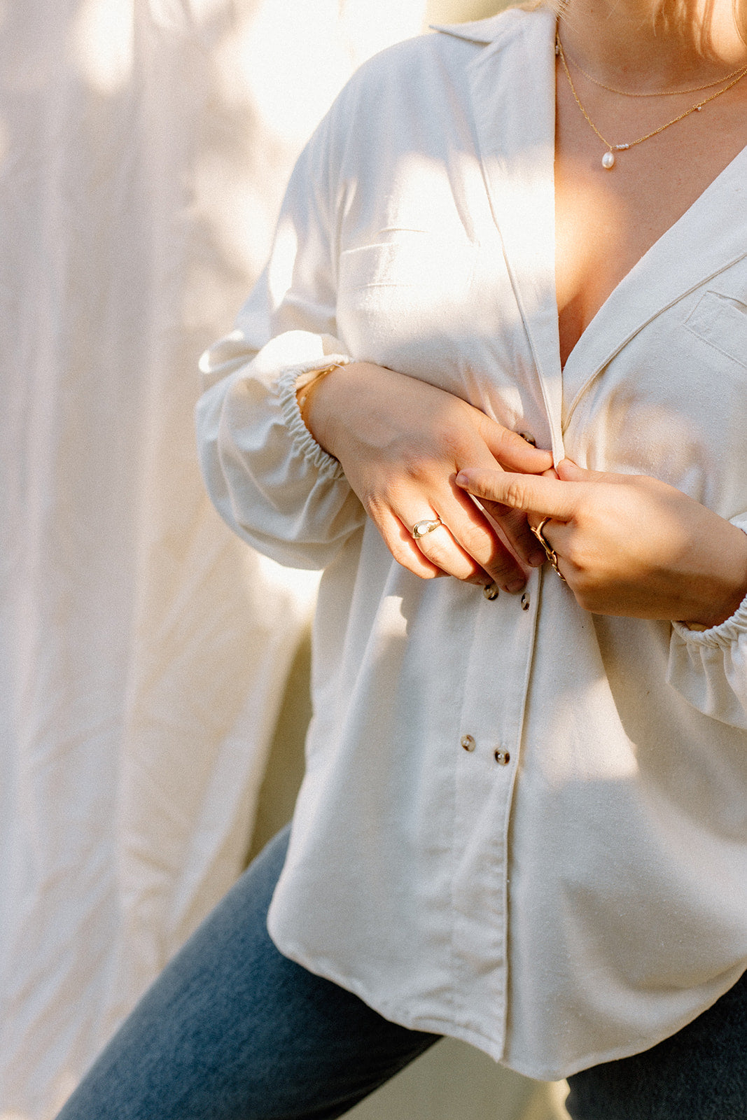 100% raw silk button up blouse made sustainably in B.C., Canada.