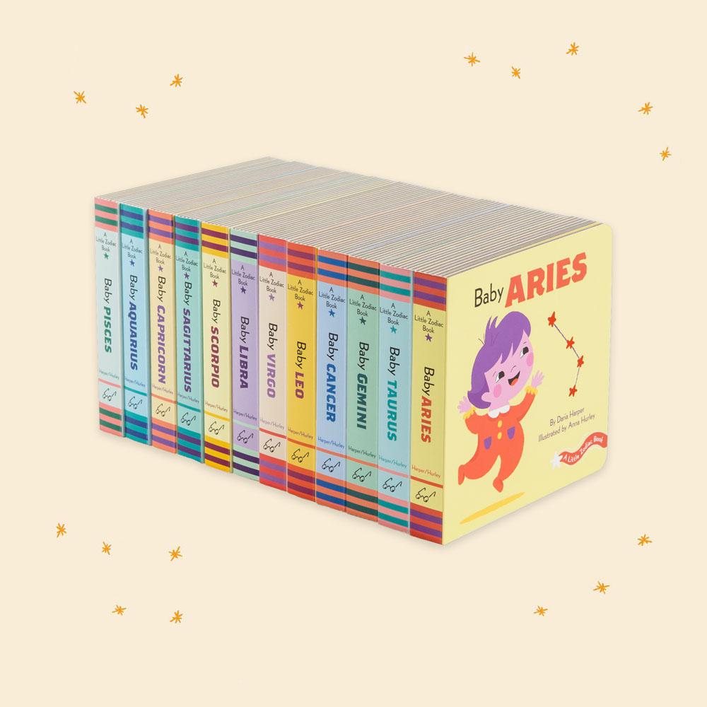 With rhyming text and adorable art, Little Zodiac Board Books are a sweet and starry-eyed series of board books with one book for each astrological sign. This cute and colorful board book series offers a sweet and accessible introduction to a baby's first horoscope!