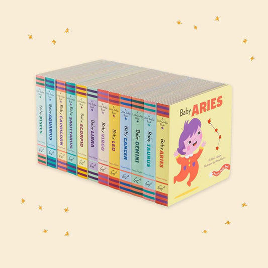With rhyming text and adorable art, Little Zodiac Board Books are a sweet and starry-eyed series of board books with one book for each astrological sign. This cute and colorful board book series offers a sweet and accessible introduction to a baby's first horoscope!