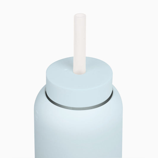 A reusable silicone straw & cap for clean, easy drinking, made to pair with the Hydration Tracking Water Bottle. Made from the purest food-grade silicone. Available at Thread Spun in Encinitas, Ca.
