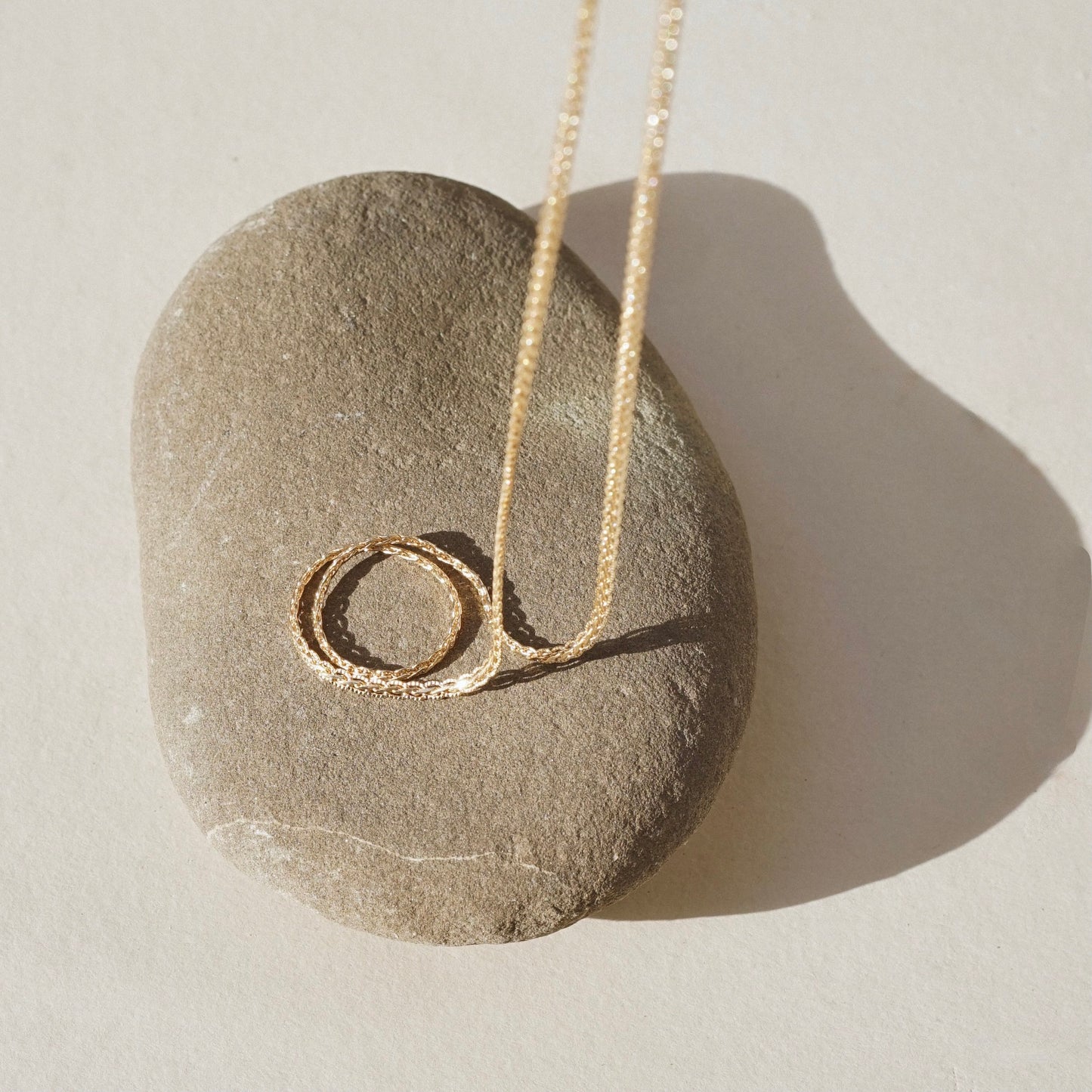 Chloe Necklace by Mountainside Jewelry. Woven chain necklace with fine details, this piece stands out while staying simple and classic enough to go with anything. The detailed texture and scalloped edges create a bold and beautiful unique style. Handmade in the Santa Cruz mountains.