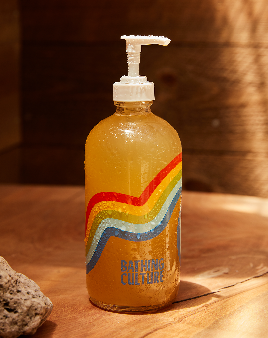 Mind & body wash by bathing culture / Respect yourself with naturally radical, certified-organic, all-purpose soap in a refillable rainbow glass bottle. One small dab of this concentrated formula will lather liberally - Use in the shower or bath to cleanse. Cathedral Grove Scent - transports you to the Redwood canopies of Northern California