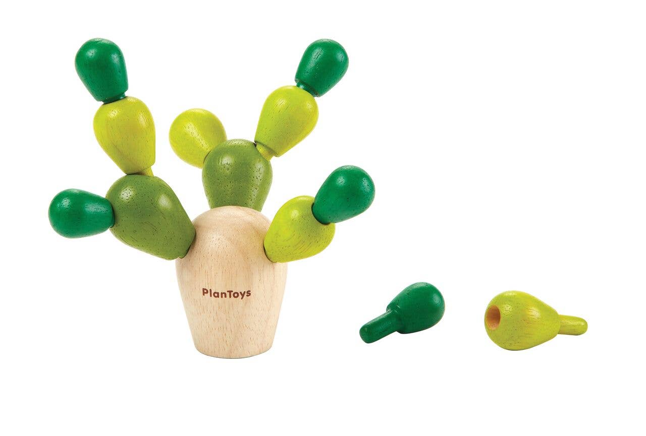Balancing cactus wooden toy by Plan Toys. It’s all about strategy! The player that can build and balance the cactus without making it fall is the winner. Ideal for 3 years and older.