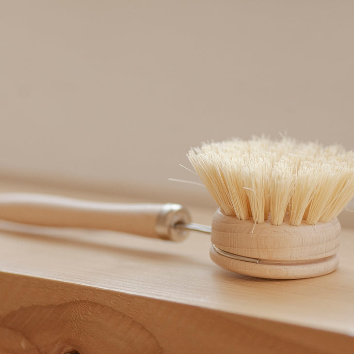 Casa Agave™ sustainable dish brush swap helps you replace plastic dish brushes in the kitchen! This removable-head dish brush has stiff agave fiber (vegan) plant bristles.