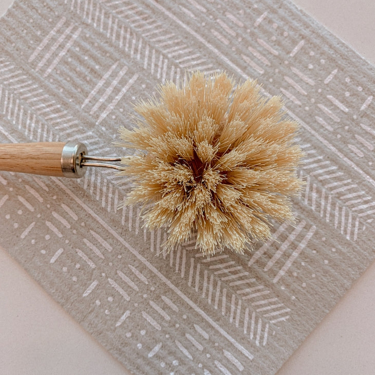 Casa Agave™ sustainable dish brush swap helps you replace plastic dish brushes in the kitchen! This removable-head dish brush has stiff agave fiber (vegan) plant bristles.