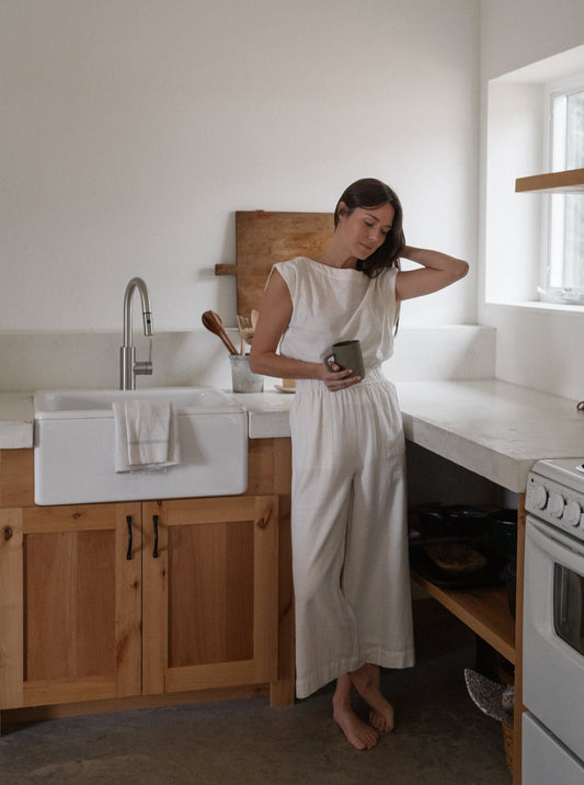 Laude the Label's best-selling pant, complete with a high-waisted fit and cropped, wide-leg. A cool, casual feel courtesy of our luxurious slub cotton fabric. The fully-elastic waistband offers comfort for all-day wear.