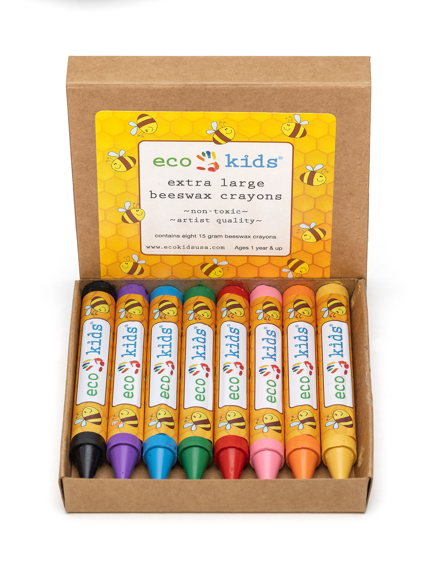 These extra large beeswax crayons are carefully blended to glide on paper and provide rich color and smooth texture. Beeswax, an all-natural, renewable, and eco-friendly resource helps to insure that our crayons are safe and fun for children of all ages.