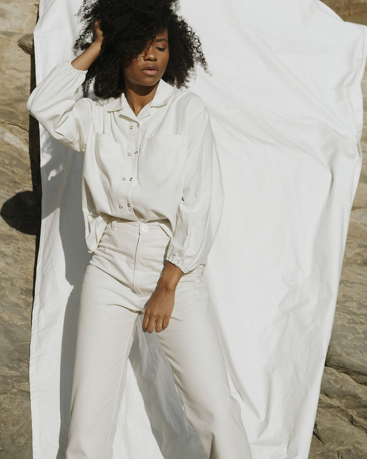 100% raw silk button up blouse made sustainably in B.C., Canada.