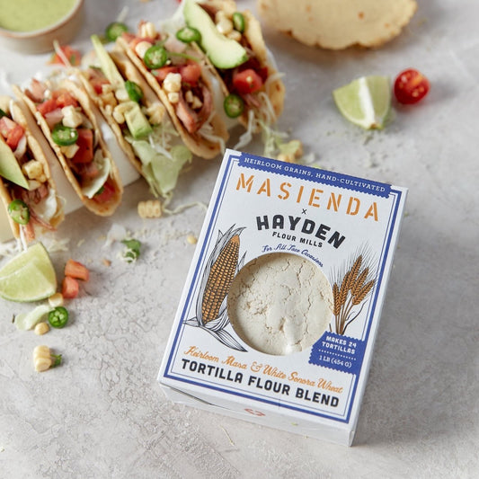 A taco is only as good as the tortilla that holds it together. And, as abuelas have known for centuries, the key to achieving a pliable, pillowy tortilla is that perfect tortilla puff.  Hayden’s Flour Mills partnered with friends at Masienda (the heirloom corn experts) to produce a Tortilla Flour that “tortilla puff” dreams are made of. This Tortilla Flour combines a 50/50 blend of Olotillo Blanco heirloom corn and White Sonora heritage wheat.