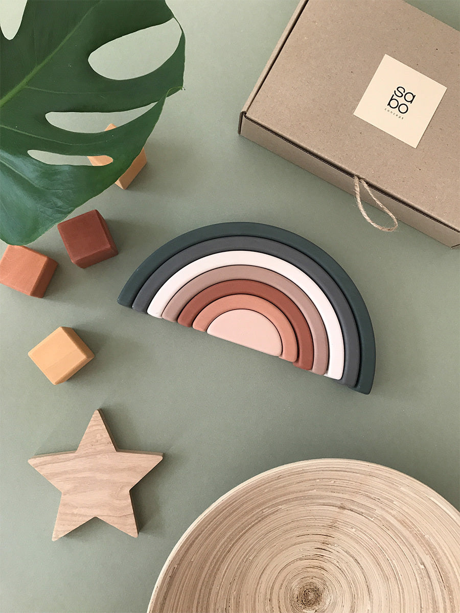 Handmade wooden rainbow made from linden tree wood and covered with non toxic water based paint. Minimal design and environmentally friendly, creates countless options for play.